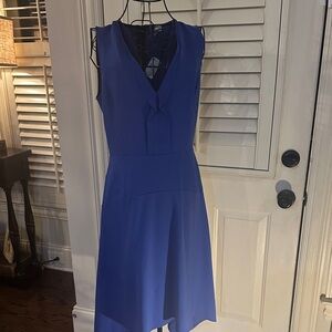Neiman Marcus Sleeveless Blue Midi Dress